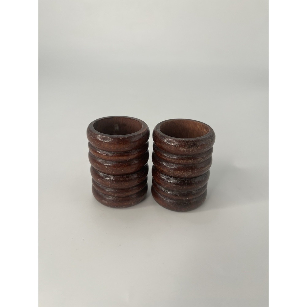 Vintage Napkin Rings Wooden Lot Of 4 Dark Brown Wood Holders